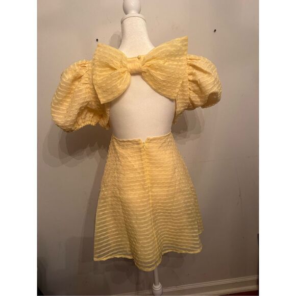 DREAM Sister Jane Sherbet Bow Mini Dress in Yellow size small - Picture 5 of 8